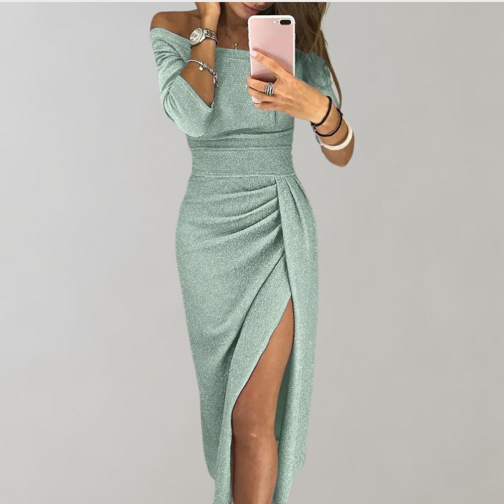 MAYA | ELEGANT OFF-SHOULDER SLIT DRESS
