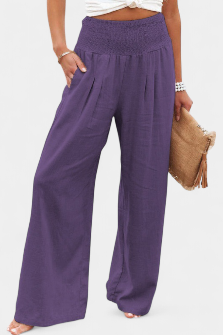 Alexia - Flowing Cotton-Linen Pants